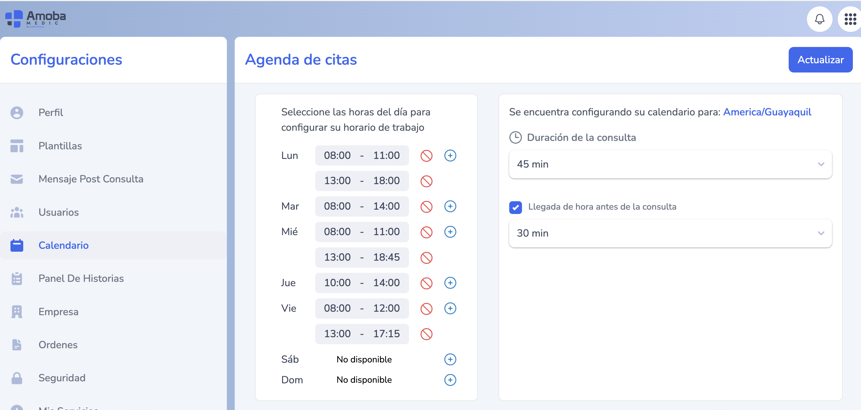 🗓️ Guía para configurar tu agenda en AmobaMedic